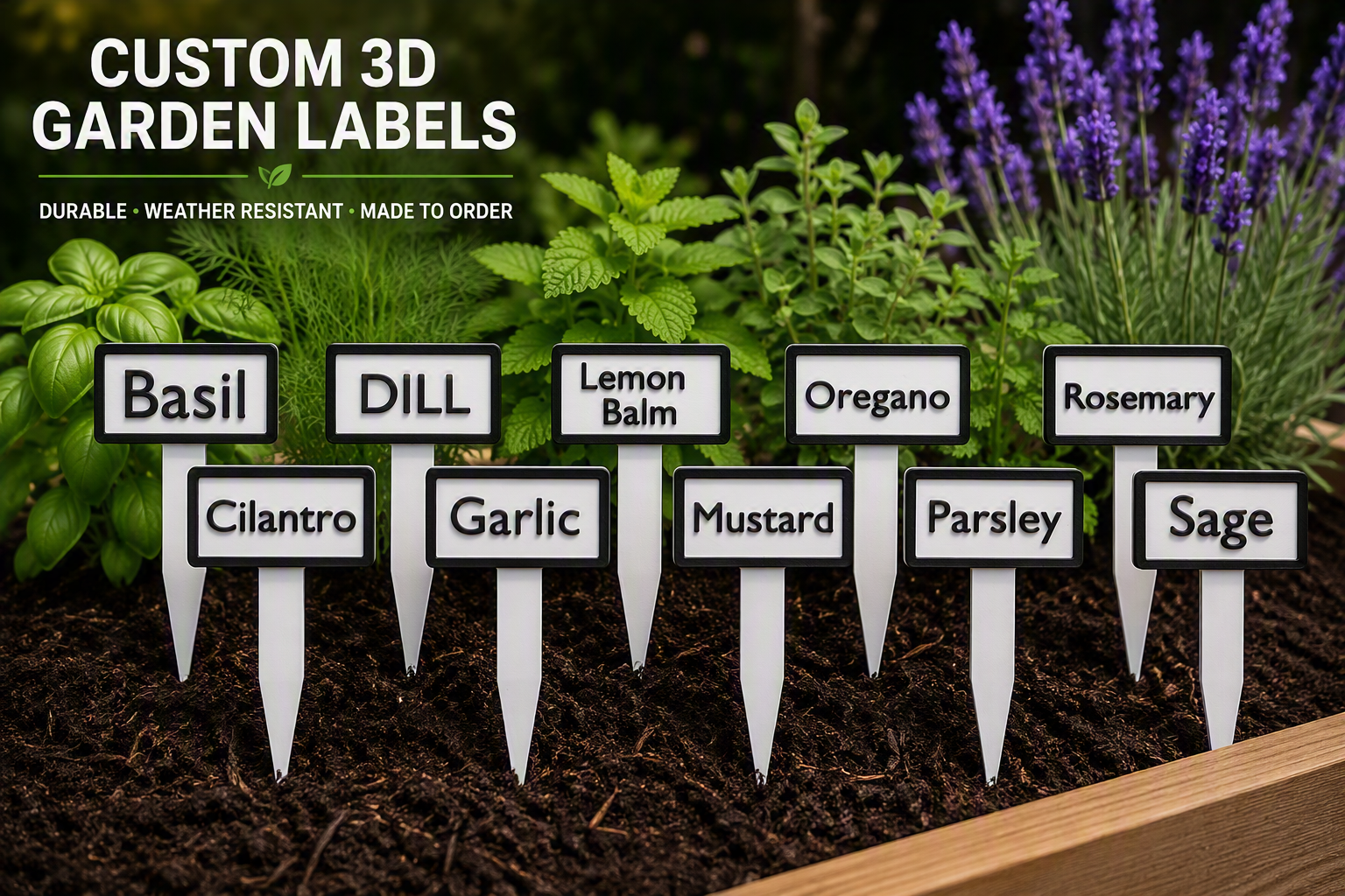 picture of 3d printed garden labels